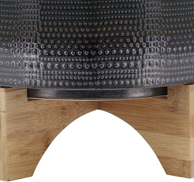 Generic 10 Dotted Planter W Wood Stand Green