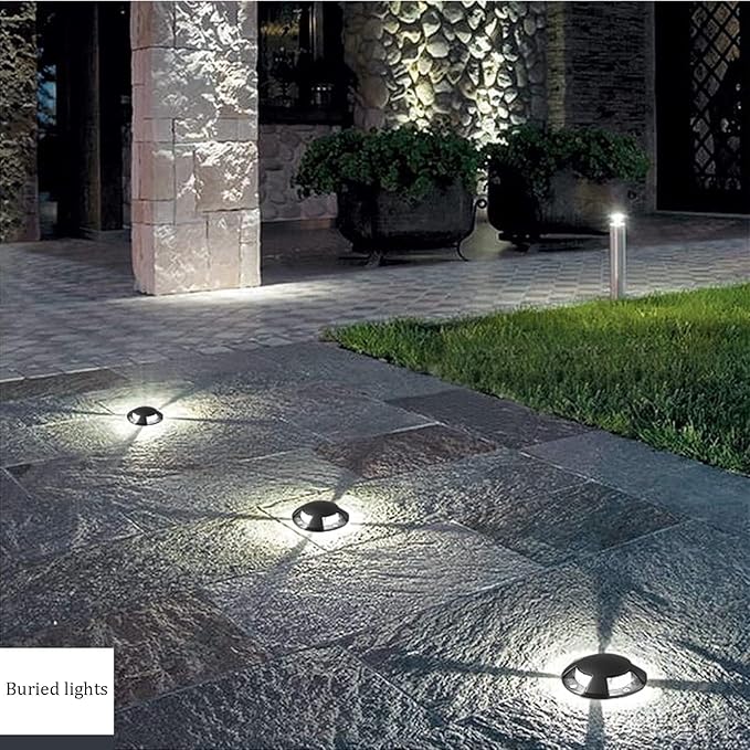 LED Recessed Ground Spotlight - 4-Sided Waterproof IP65 In-Ground Lamp for Garden Pathways (Red 3W White 18W)