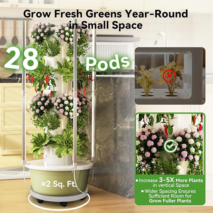 BAOSHISHAN Hydroponic Tower and Silent Wheel Mobile Tray