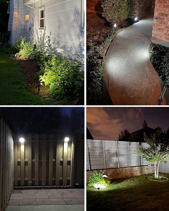 LOTMOS Solar Spot Lights Outdoor 6 Pack/72 LED/3 Lighting Modes 2-in-1 Solar Landscape Lights Auto On/Off IP67 Waterproof for Yard Tree Garden House (Cool White)