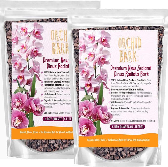 Premium Orchid Bark for Potting Mix – Ready-to-Use Pine Bark for Indoor Plants Orchid Repotting &amp Soil Mix Creation Ideal Orchid Medium (10 quarts)