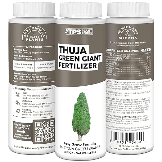 Thuja Green Giant Fertilizer – Liquid Plant Food for Faster Growth Fuller Green Foliage &amp Stronger Roots 32 oz