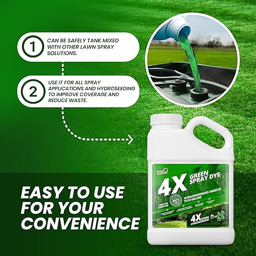 1 Gallon 4X Green Spray Dye - Makes 512 Gallons of Concentrated Spray Pattern Indicator Dye Ideal Fertilizer Marking Lawn Turf Mark and Marker Mark Where You've Sprayed with Green Color Indicator