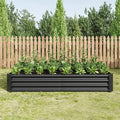 7.6x3.7x0.98FT Metal Raised Bed for Outdoor Flower Planters Vegetables Herb Galvanized Raised Garden Bed Kit Rectangular Large Metal Deep Root Planters with An Open Bottom (Black with 6x3x1ft)