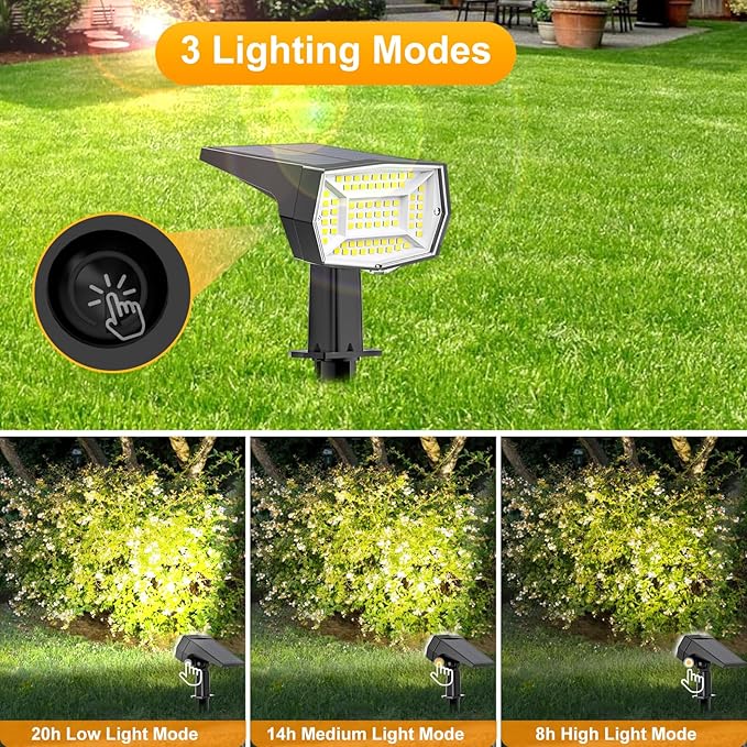 Fabrito 72 LEDs Solar Spot Lights Outdoor Waterproof 3 Modes Landscape Spotlights Dusk to Dawn Solar Powered Flood Wall Lights for Outside Solar Garden Lights for Yard Porch 10 Pack (Cool White)