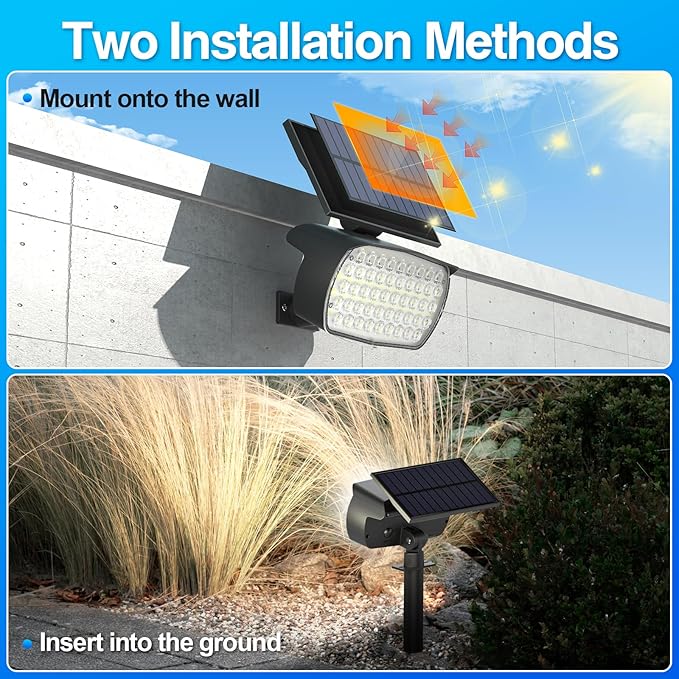 108 LED Solar Spot Lights Outdoor Solar Lights Outdoor IP65 Waterproof 3 Modes Solar Landscape Spotlights Large Solar Powered Panel Lights for Garden Yard Pathway(Cool White/4 Pack)