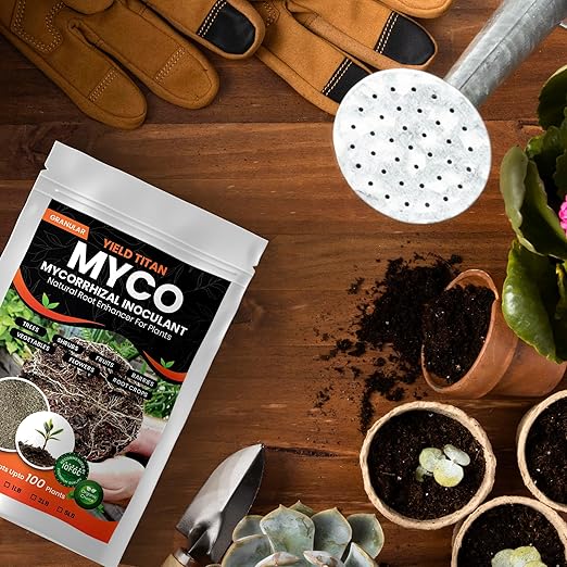 MYCO MYCORRHIZAL INOCULANT Root Enhancer for Bigger Stroger &amp Healthier Plants Roots - Organic Mycorrhizae Root Enhancer - Increases Nutrient Absorption &amp Crop Yields (1LB)