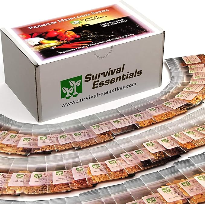 Garden Heirloom Seed Vault 100 Variety Over 17500 Vegetable Fruit and Herbs Seeds Non-GMO Non-Hybrid Plus Free Microgreens Kit