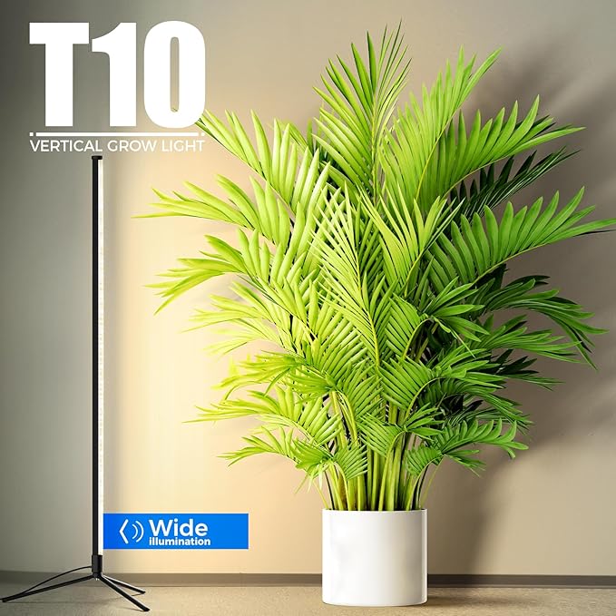 Barrina Grow Lights for Indoor Plants with Stand 42W 169 LEDs Full Spectrum Wide Illumination Area T10 Vertical Standing Plant Grow Light 4FT Height with On/Off Switch and Tripod Floor Stand