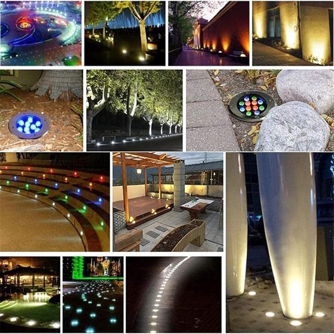 Landscape Lights - Outdoor Buried Lights AC Inground Yard Lamp Tempered Glass Outdoor Landscape Lighting IP67 Waterproof LED Recessed Spotlight for Garden Pathway PatBlue-6w