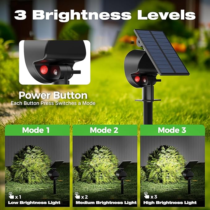 nipify 12 Pack Solar Spot Lights Outdoor Waterproof with 3 Modes Solar Spotlight Light for Outside Yard Landscape Lighting Pathway Lights Wall Cool White