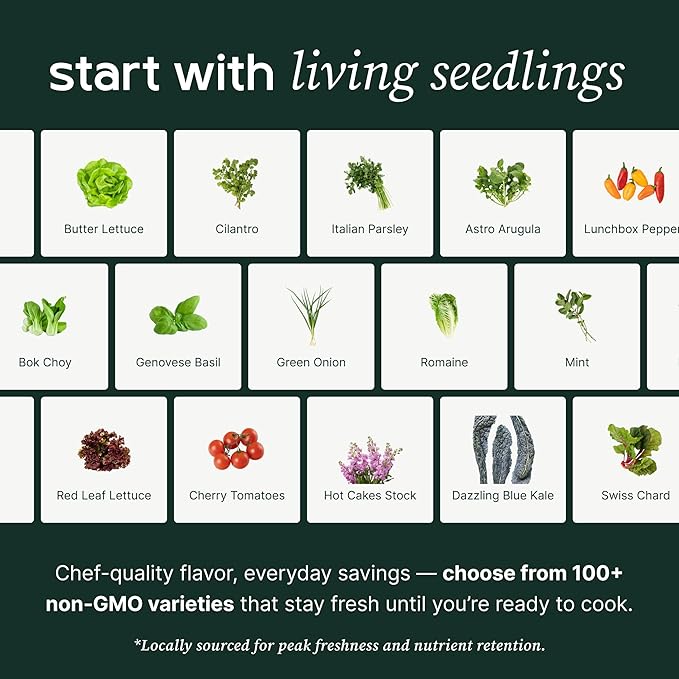 Farmstand Large Starter Kit + 36 Seedling Credits | 6 ft Vertical Hydroponic Garden Tower | Self Watering Outdoor Garden System for Vegetables Herbs &amp Greens | Made in USA