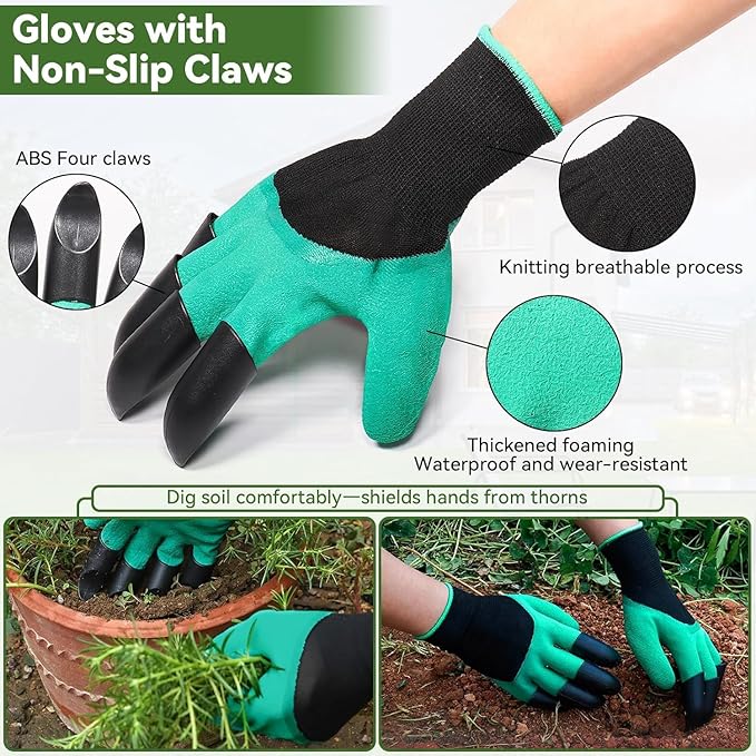 Stand Up Hand Weeding Tool Set Heavy Duty Stainless Steel Weed Puller for Lawn &amp Garden with 4-Claw Digger Crack Weeder and Ergonomic Rubber Handle Manual 3 Pieces