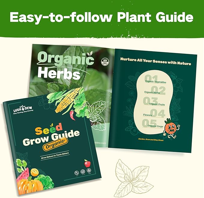 Lush&ampDew Year-Round USDA Zone 4 Seed Bank 32 Varieties Non-GMO Heirloom Seeds of Vegetables Herbs Gardening Gifts for Women Men Emergency Survival Kit for Raised Garden Bed Greenhouse