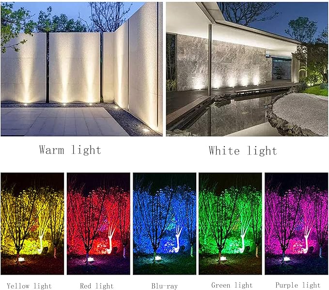 Outdoor Inground LED Landscape Lights Waterproof IP66 Spotlight for Pathway 8 Color Options (9W: Red &amp Green) AC85-265V