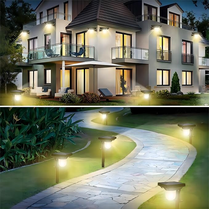 S NMT Super Bright Outdoor Solar Garden Lights Motion Sensor Pathway Light Landscape Lighting for Yard IP65 Waterproof Solar Powered Porch Lights Walkway Lawn Patio Garden Decor