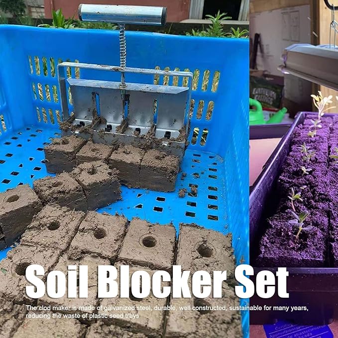 Soil Blocking Tool Soil Blocker Set with Comfortable Handle Garden Tool Block Maker for Seedings Cuttings