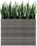 LEWIS&ampWAYNE Tall Planters for Outdoor Plants Handmade Wicker Large Rectangular Block Planter Box with Removable Liners Modern Planter for Indoor Outdoor Patio Deck - Gray