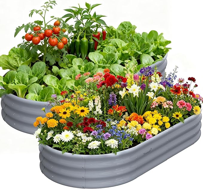 2 Pack 6x3x1ft Raised Garden Bed 12 Tall Galvanized Metal Raised Beds for Gardening Rust Resistant Elevated Garden Bed Planters Box Kit for Outdoor Plants Vegetables Flowers Herbs Tomatoes Grey