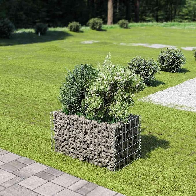 Gabion Raised Bed Galvanized Steel Garden Planter Medium Size for DIY Enthusiasts to Decorate Garden Balcony or Patio