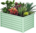 Raised Garden Bed Rectangular Planter Raised Beds for Plants Vegetables and Flowers Rectangle Galvanized Metal Raised Garden Beds 3x3x1 FT Grey