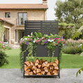 Raised Garden Bed with Trellis Metal Raised Planter Box with Trellis Privacy Planters for Patio Raised Garden Beds Outdoor Standing with Drainage Holes Wheels Black