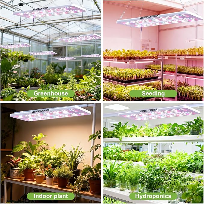 22 x 10 Grow Lights for Indoor Plants and Vegetables Full Spectrum LED Growing Lamp for Indoor Garden Greenhouse - Features Two Smart Light Mode 12~23H Timer - 2 Pack (2 in Series White)