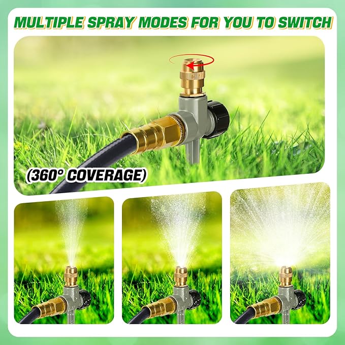 4 Pack Metal Lawn Sprinklers for Yard - 360° Coverage Water Sprinklers Adjustable Brass Nozzle with Aluminum Alloy Spike Base for Medium Garden Irrigation