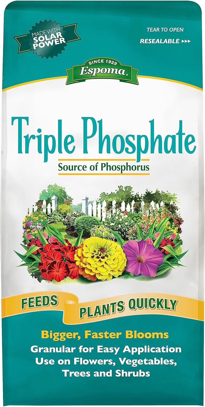 Espoma Triple Phosphate Fertilizer 0-45-0 6.5lb. Bag Promotes Root Growth and Blooming in All Flowering Plants Trees Shrubs and Vegetables. Granular for Easy Application. Pack of One.