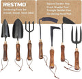 RESTMO Gardening Tools Bundle: Heavy Duty Gardening Tools Kit &amp Square &amp Triangle Garden Hoe &amp Crack Weeder Tool &amp Gardening Hand Fork Premium Carbon Steel Garden Tools with Ergonomic