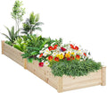 8FT Wooden Raised Garden Bed - Elevated Planter Box for Vegetables Flowers - Natural Outdoor Planting Kit for Patio Yard Backyard