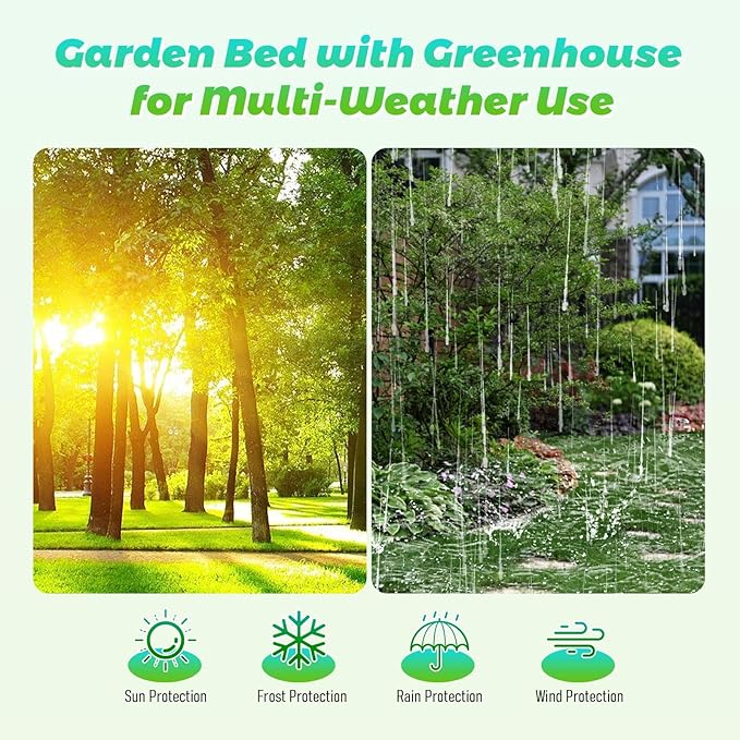 3-in-1 Raised Garden Bed Kit with Portable Mini Greenhouse 6x3x1 FT Galvanized Metal Planter Box with 2 Roll-Up Zipper Windows Small Greenhouse Gardening Set for Vegetables Herb Garden Flowers
