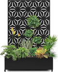 15.7×70.9×47.2 Metal Raised Garden Bed with Trellis and Wheels - Tall Trellis Planter Box for Climbing Plants Vegetables &amp Vines - Outdoor Privacy Planters for Patio (Black-Star)
