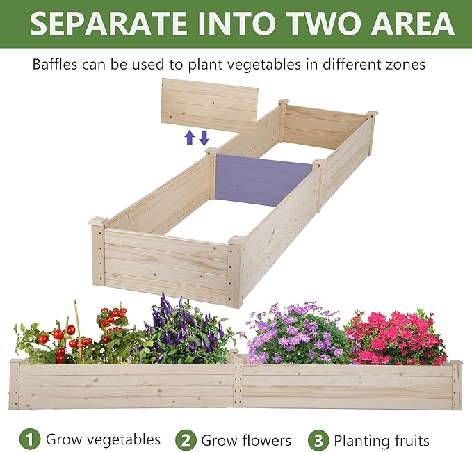 PayLessHere Wooden Garden Bed Raised Planter Box Outdoor Patio Gardening Planter and Indoor Elevated Garden Grow Box for Vegetable Flower