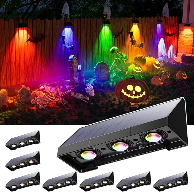 6 Packs Bright Solar Spotlight and 8 Pack Solar Powered Fence Lights