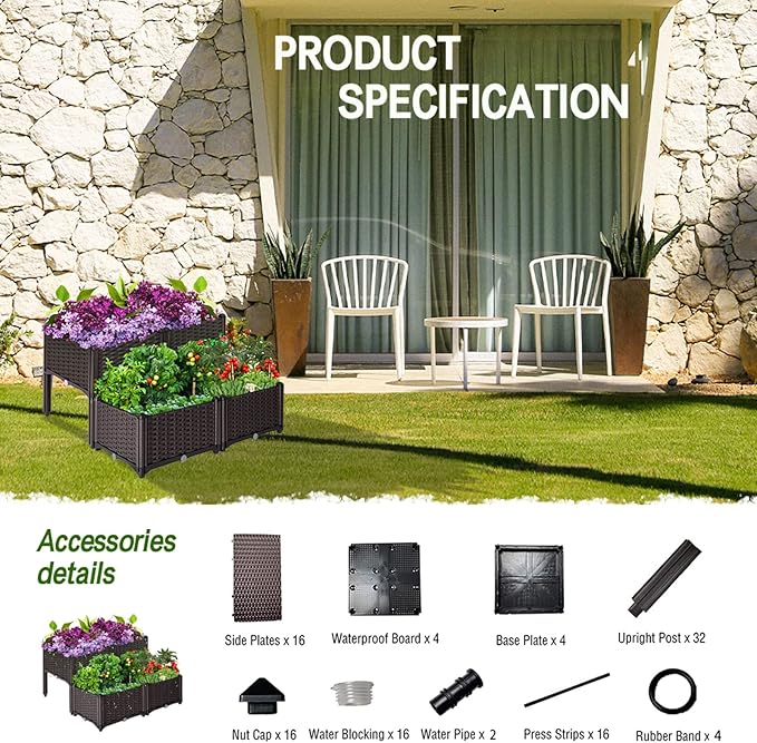 Raised Garden Bed with Legs Elevated Plastic Planter Box for Outdoor Plants Flowers Vegetables and Herbs