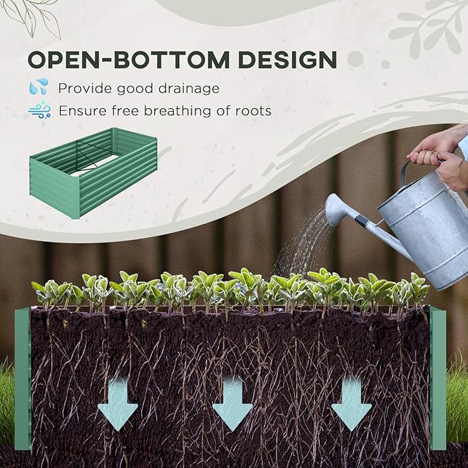 Galvanized Raised Garden Bed Large &amp Tall Metal Planter 6' X 3' X 2' for Vegetables Flowers &amp Herbs Light Green