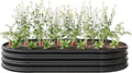 DSHADE Outdoor Raised Garden BedOval Large Galvanized Metal Raised Planter Bed Garden Bed Kit Anti Rust Garden Beds Large Metal Planter Box for for PlantsVegetablesFlowers (Black)