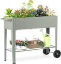 DDK Outdoor Heavy Duty Metal Raised Garden Bed with Legs (Green)