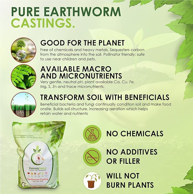 VermisTerra Earthworm Castings - Organic 20 LB (2 Pack) Standard