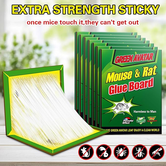 Ezoon 24 Pack Large Mouse Glue Traps with Enhanced Stickiness Sticky Rat Snake Mouse Traps Pad Board for House Indoor Outdoor Easy to Set Extra Large (8.3 x 12)