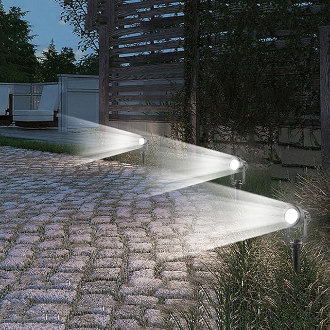 6000k2 in 1Solar Spot Lights Outdoor Solar Powered RGB Landscape Lighting IP65 Waterproof Auto On/Off Spotlights for Outside Garden Yard Landscape Pathway Garage