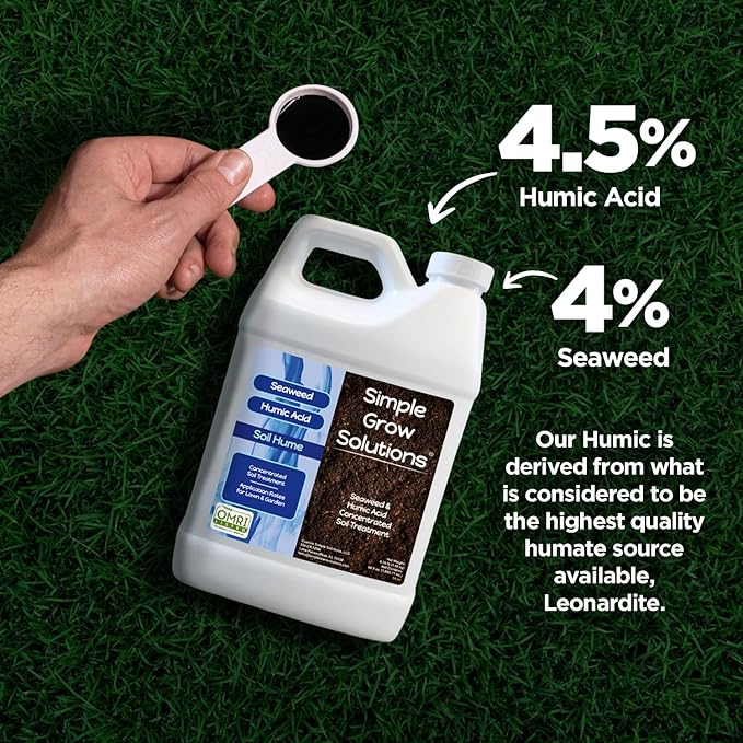 Super Seaweed Humic Fulvic Acid Blend- Liquid Carbon - Soil Hume - Simple Grow Solutions- Natural Lawn &amp Garden Concentrated Treatment- Increase Nutrient Uptake (64 Ounce)