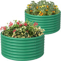 FRIZIONE 2-Pack 3FT(D) x2FT(H) Round Raised Garden Bed Outdoor Raised Garden Beds for Flower Raised Planter Box Outdoor for Herb Vegetable-Dark Green
