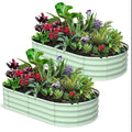 IDEALHOUSE 2 Pcs Galvanized Raised Garden Bed Outdoor6x3x1Ft Oval Planter Garden BoxesDurable Metal Vegetable Plant Container Kit for Gardening VegetablesFruitsFlowersTool-Free Asse(Olive Green)