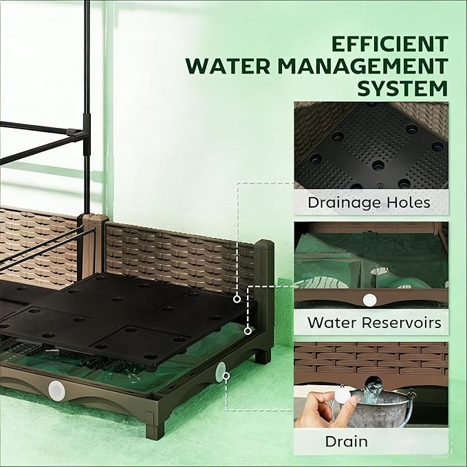 Organic Gardening Raised Bed with Enclosed Plant Cage Grow Healthier Vegetables Without Chemicals - Ventilated Crop Cage Protects Tomatoes Berries &amp Greens from Birds and Insects Naturally (Whit