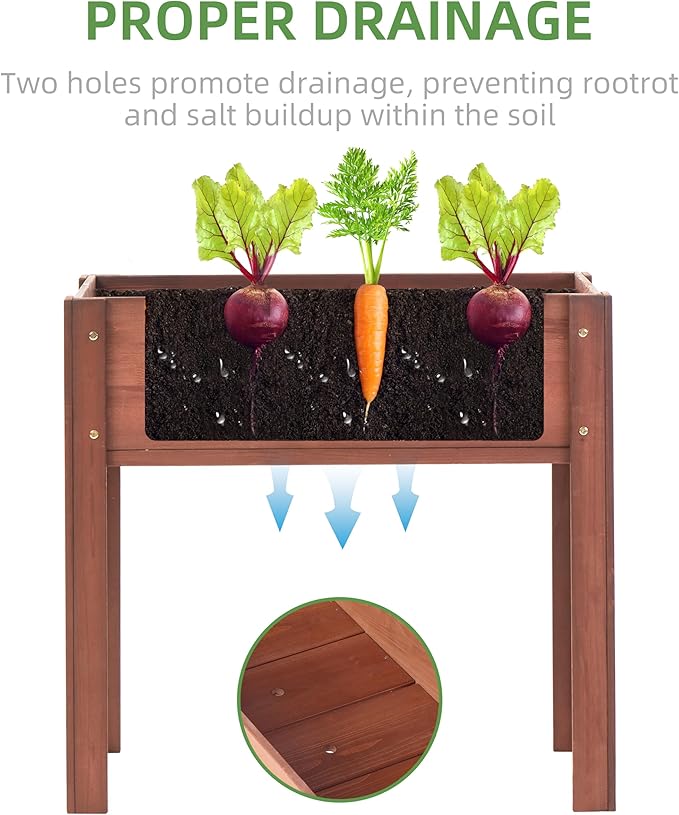 31x16x31 inch Raised Garden Bed with Legs Elevated Wooden Planter Box for Outdoor Plants Flowers Fruits Vegetable Herb Growing