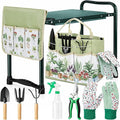 Sintuff 9 Pcs Gardening Tools Garden Kneeler with Soft Kneeling Pad Heavy Duty Garden Hand Tools with Fashion and Durable Tool Organizer Handbag Set Gardening Gifts for Women Mom Employees Gift