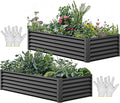 YITAHOME 72x36x18 in 2pcs Galvanized Raised Garden Bed Kit Large Metal Planter Box with Gloves &amp Support Rod Outdoor Flower Bed for Plants Vegetables Black