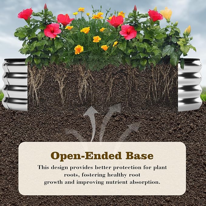 Galvanized Metal Planter Raised Garden Bed Kit for Gardening Outdoor8x2x1ft Planter Grow Garden Box Raised Flower BedLong Vegetable Clearance Herb Raised Garden Beds for Gardening